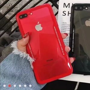 iPhone 7Plus/ 8 Plus red tempered glass case